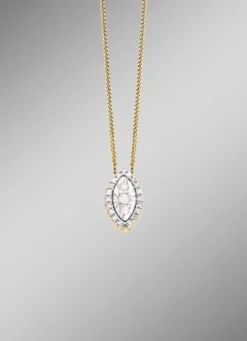 Anhänger mit 3 Brillanten, 20 Diamanten und Ankerkette