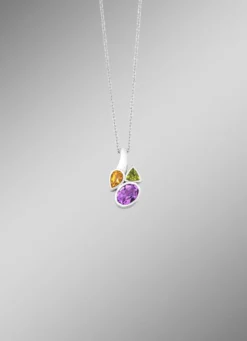 Anhänger mit echt Amethyst, echt Citrin und echt Peridot
