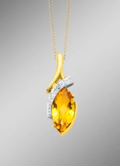 Anhänger mit echt Citrin und Diamant