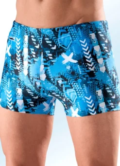Badehose in höherer Kastenform mit Reißverschlusstasche