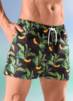 Badeshorts, allover dessiniert, Microfaser
