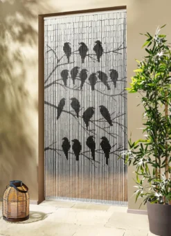 Bambusvorhang mit Vogelmotiv