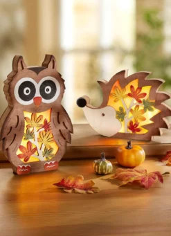 Beleuchtete Holz-Figuren, 2er-Set