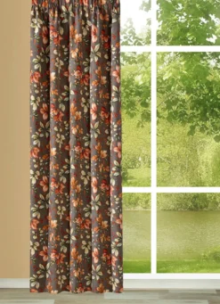Übergardine mit Blättermotiven