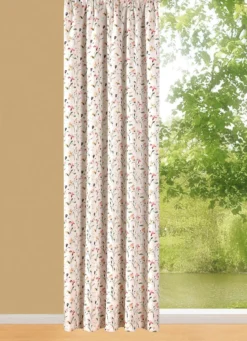 Übergardine mit Blumen-Dessin und Universalschienenband
