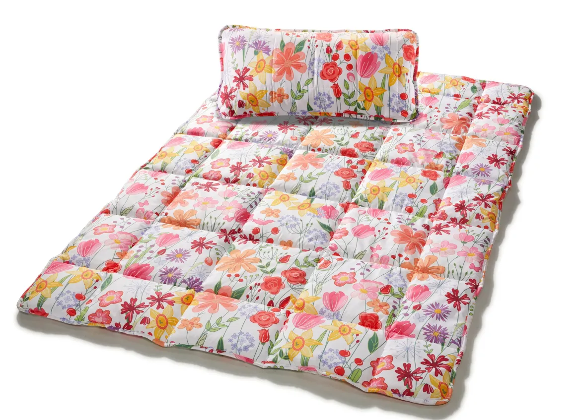 Bettwaren-Set mit Blumen-Dessin, 2-teilig