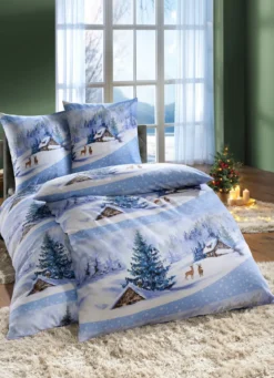 Bettwäsche-Garnitur mit Winterlandschaft