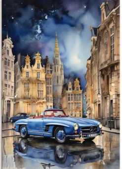 Bild: Mercedes 190SL in einer Stadt