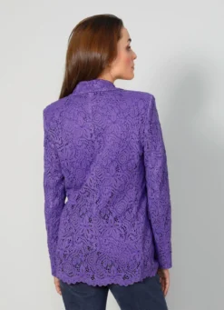 Blazer mit floralem Spitzenbesatz