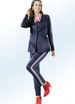 Blazer mit Glanzgarn-Streifenbesatz