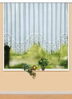 Blumenfenster-Store mit Plauener Spitze