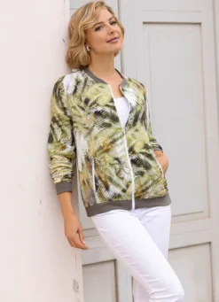 Blusenjacke mit dekorativem Rippenstrick