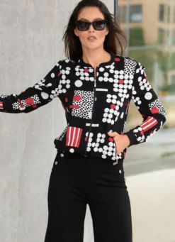 Blusenjacke mit Rippenstrick