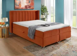 Boxspringbett mit Bettkasten und Topper