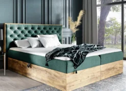 Boxspringbett mit Bettkasten und Topper