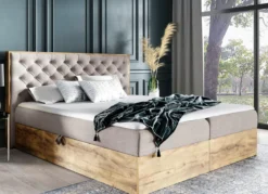 Boxspringbett mit Bettkasten und Topper