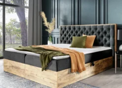 Boxspringbett mit Bettkasten und Topper
