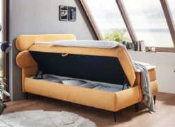 Boxspringbett mit LED-Beleuchtung und Topper