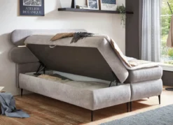 Boxspringbett mit LED-Beleuchtung und Topper