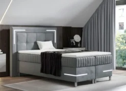 Boxspringbett mit LED-Beleuchtung und Topper