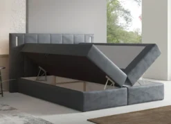 Boxspringbett mit LED-Beleuchtung und Topper