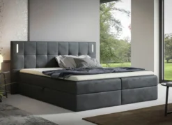 Boxspringbett mit LED-Beleuchtung und Topper