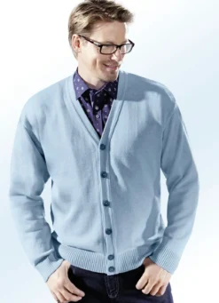 Cardigan mit durchgehender Knopfleiste in 5 Farben