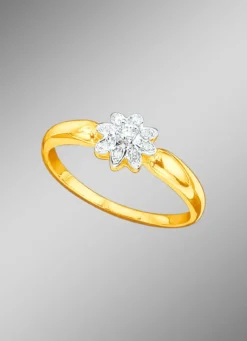 Damenring mit Brillant und Diamanten