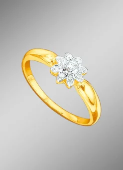 Damenring mit Brillant und Diamanten