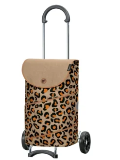 Einkaufsroller mit Stahlgestell im Leopardendessin