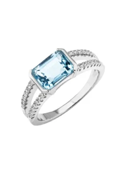 Eleganz trifft auf Zeitlosigkeit: Damenring mit Blautopas und synth. Zirkonia
