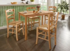 2er-Set Esszimmerstühle aus massiver Buche