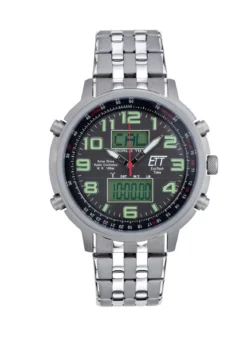 ETT-Funk-Solar-Herrenuhr mit Edelstahlbandgehäuse