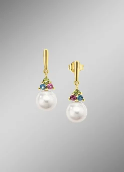 Exquisite Eleganz Ohrstecker mit Süßwasser-Zuchtperlen und Edelsteinen