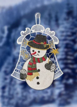 Fensterbild mit Schneemann-Motiv
