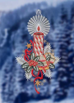 Fensterbild mit Weihnachtsgesteck-Motiv
