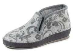 Floral bedruckter Wollfilz-Hausschuh