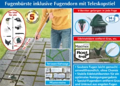 Fugenbürste mit Fugendorn und Teleskopstiel