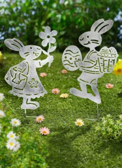 Gartenstecker "Hasenpaar", 2er-Set