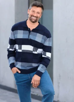 Gemusterter Polopullover in 2 Farben