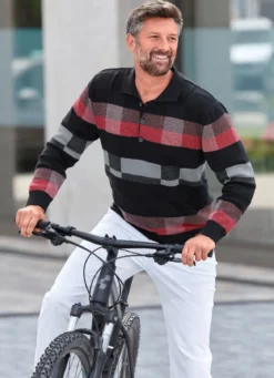 Gemusterter Polopullover in 2 Farben