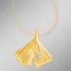 Glücksbringer Anhänger Ginkgo-Blatt mit Brillant