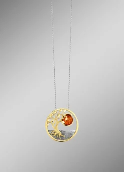 Halskette in Bicolor mit Baum-Motiv