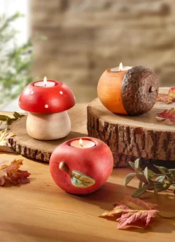 Herbstliche Teelichthalter im 3er-Set