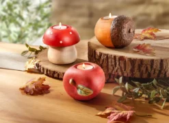 Herbstliche Teelichthalter im 3er-Set