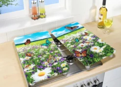 Herdabdeckplatten mit Sommerwiesen-Motiv