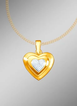 Herz Anhänger in Bicolor mit Diamant