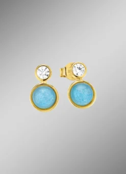 Himmlische Eleganz: Ohrstecker mit echten blauen Chalcedonen