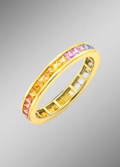 Hochwertiger Memoirering mit echten Safiren in Multicolor