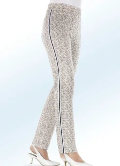 Hose mit aparter Floral-Dessinierung und effektvollem Zierband